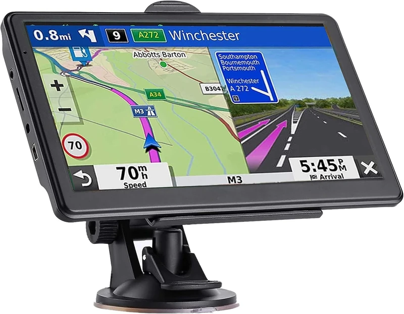 Sat Nav 2025 New UK Europe Map, Touch Screen Car GPS and Support Voice Turn Direction Guidance/Speed and Red Light Warning/Custom Truck Routing (7 inch)