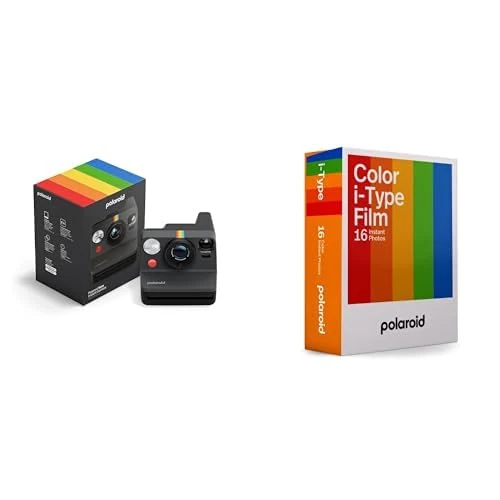 Polaroid - NOW Gen3 - Instant Camera - Camera + Color Film Bundle (16 photos) Black
