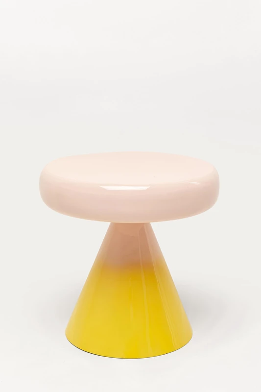 Kare RICI Colore Design Side Table, Yellow, 42 cm Diameter, Coffee Table, Shelf, Living Room Table, Steel Frame, Round