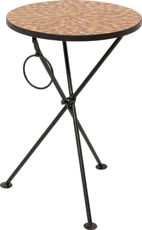 Kare Design Side Table Clack Mosaic, Orange, Diameter 35cm, Foldable, Handcrafted, Sofa Side Table, Round Bedside Table, Room Decor, Home Decoration for Living Room