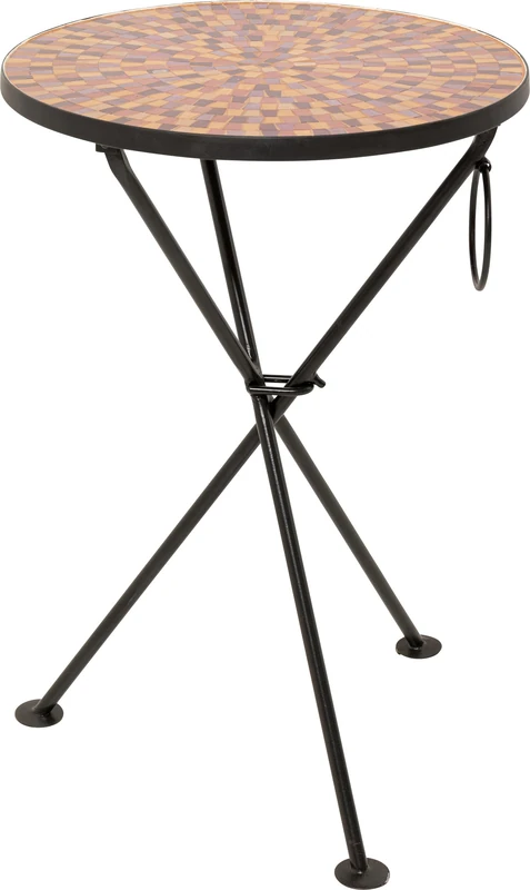 Kare Design Side Table Clack Mosaic, Red, Diameter 35cm, Foldable, Handcrafted, Sofa Side Table, Round Bedside Table, Room Decor, Home Decoration for Living Room