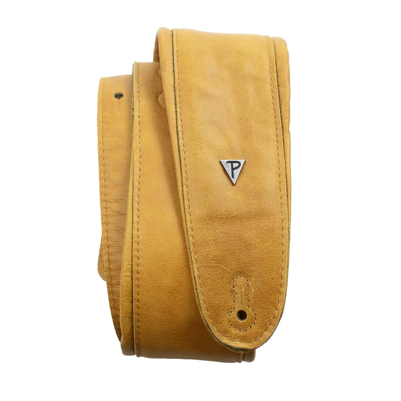 P Perri's Leathers Ltd. Padded Leather Guitar Strap Belt, Butterscotch, 41" to 56"