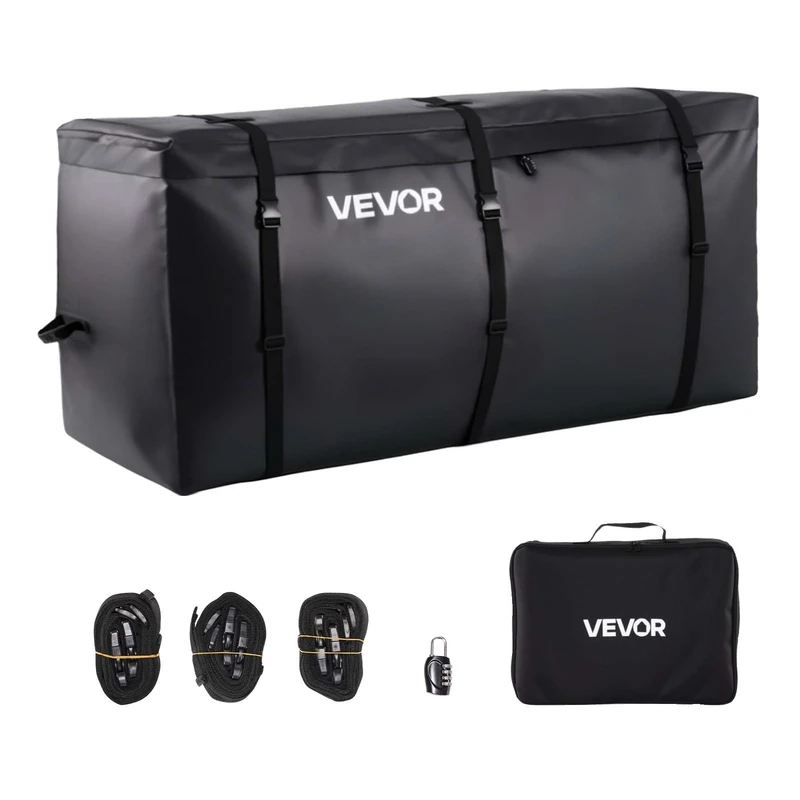 VEVOR Hitch Cargo Carrier Bag, Waterproof 840D PVC, 59.84 x 24.02 x 30.63 in (25 Cubic Feet), Heavy Duty Cargo Bag for Truck Bed Storage with Reinforced Straps, Suitable for Car SUV Vans Hitch Basket