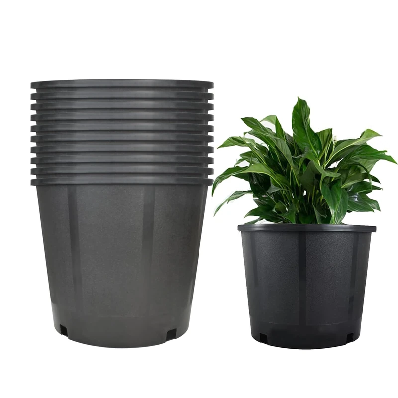 findmall 1/2/3/5/7/10/15 Gallon Pots for Plants, 3 Gallon Premium Nursery Plastic Planter Flower Herb Vegetable Garden Grow Pots with Drainage Holes for Outdoor and Indoor Use, Black, 10 Pack