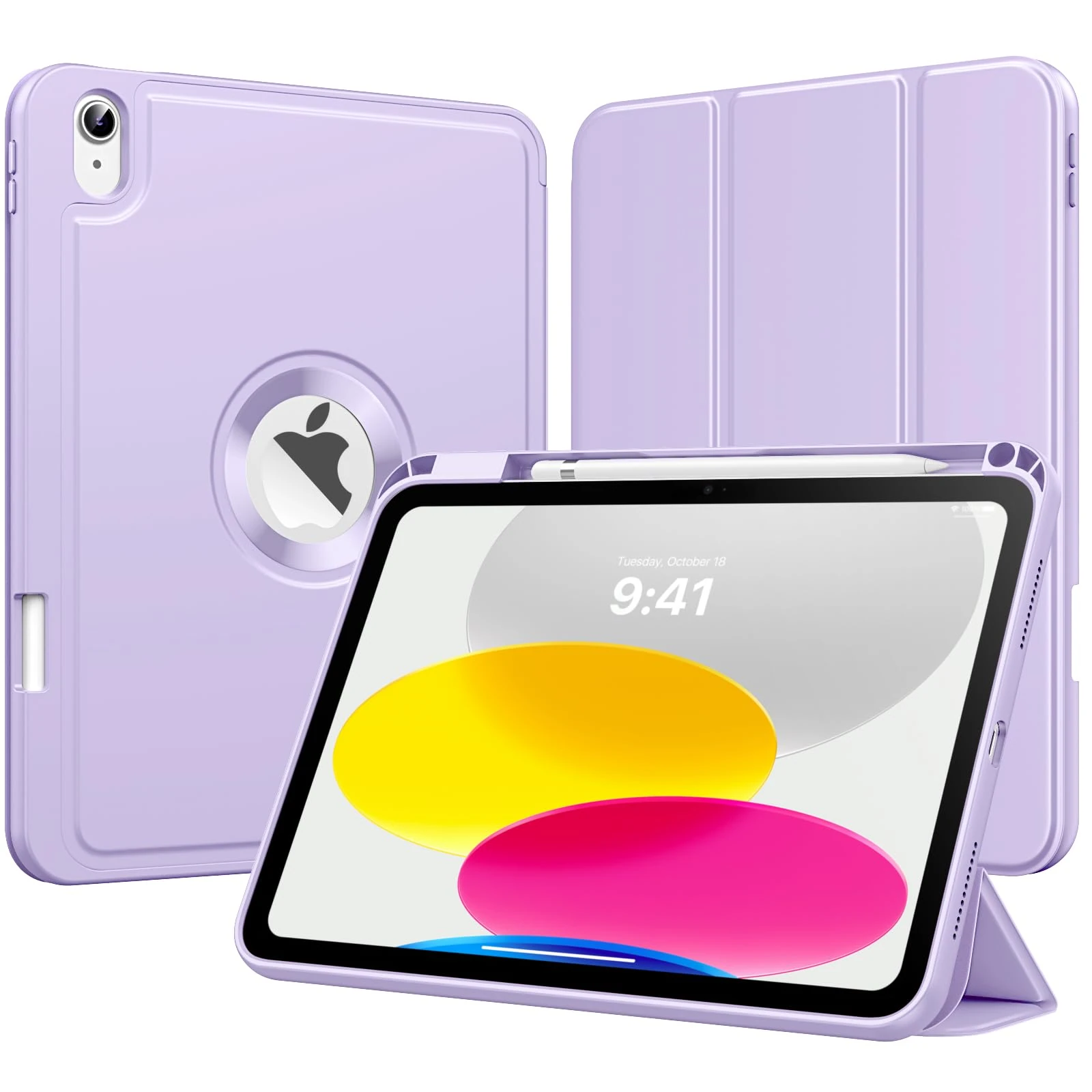 MoKo for iPad (A16) 11th Generation 2025 11-inch/10th Generation 10th 2022 10.9 inch Case with Pencil Holder, Smart Trifold iPad Case with Soft TPU Back Stand Cover, Auto Wake/Sleep, Taro Purple