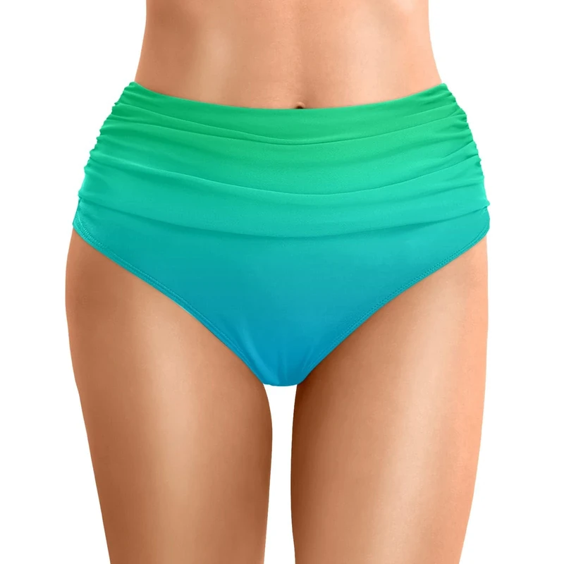 Women's Bikini Bottoms High Waisted Bikini Panties Retro Tummy Control Swim Shorts Swimming Briefs Swimwear Bottoms Solid Ruched Twist Front Tummy ControlSwim Briefs Thong Beach Pants