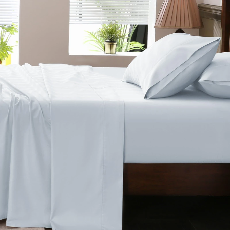 Overket Extra Deep Pocket California King Sheets 18-24 Inch 100% Egyptian Cotton 1000 Thread Count Sateen Weave Soft Breathable 4 Pieces（California King,Light Blue）