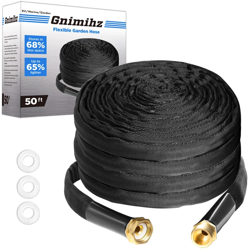 Gnimihz 3/4" Garden Hose 50ft, Made of TPE(BetterThan PVC), Ultra-Light & Flexible Water Hose with Solid Brass Fittings, Non-Shrinking, Easy to Storage, Drinking Water Safe Material, All-Weather
