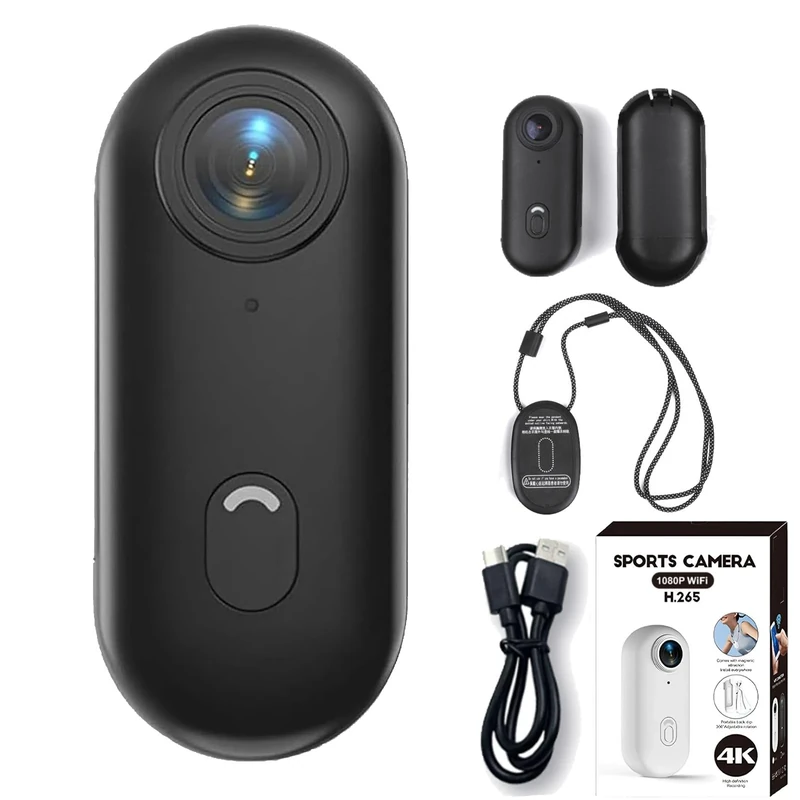 Thumb Action Camera, Thumb Camera, Go Snap Body Cam, Small Cameras with Audio, with 360° Rotation Spring Clip, HD 1080, for Cycling, Travel, Pets (#Black 1080)