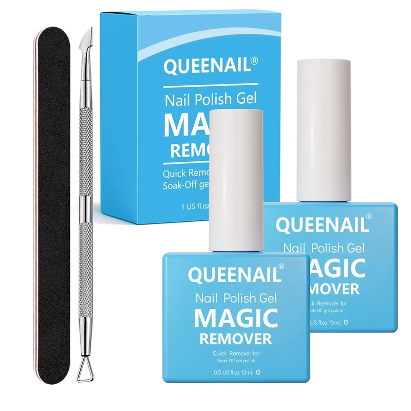 2 pack 15ML Gel Nail Remover, No Need Soaking or Wrapping Unload Armor, Fast Gel Polish Nail Varnish Remover, Easily & Quickly Peel off Fingernails Polish in 3-5 Minutes,Blue