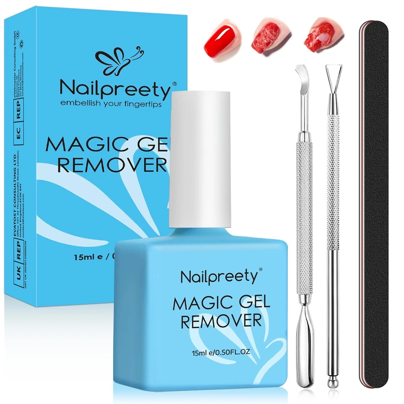 Gel Nail Polish Remover 15 Ml,Professional Nail Varnish Remover,Easy Quick Remove,Don't Hurt Your Fingernails, No Need For Foil, Soaking Or Wrapping,for UV Gel Remover,Blue