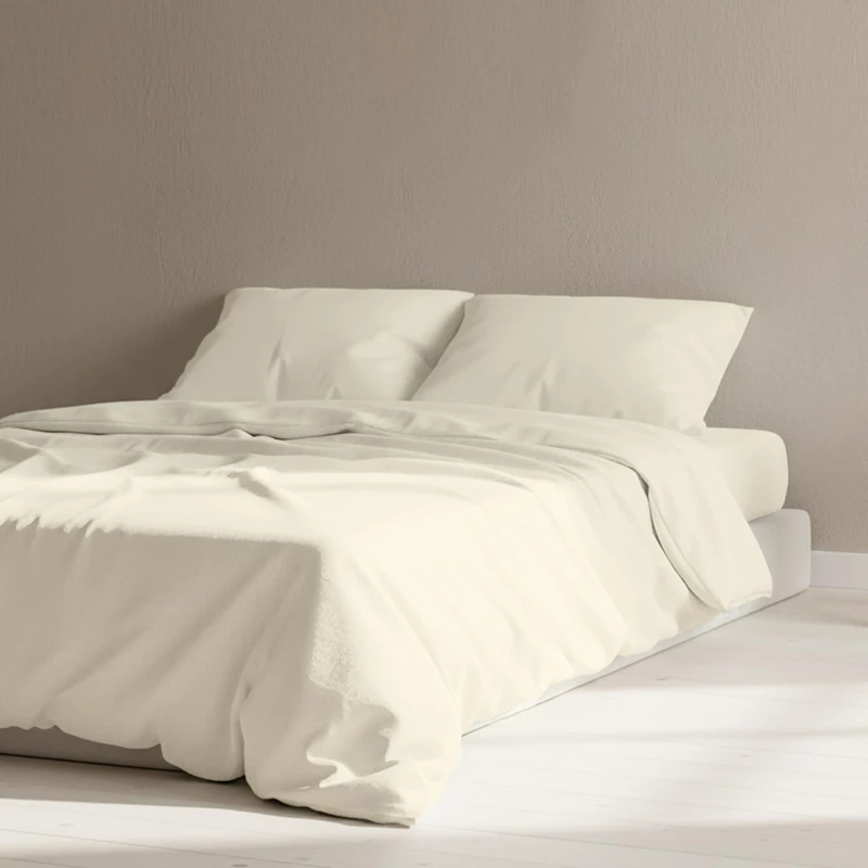 The Linen Company NY 100% Cotton Percale – King Size Duvet Cover, Light, Cool & Crisp Hotel Feel, Breathable, Skin-Friendly, Lightweight, Temperature-Regulating Bedding (Ivory)