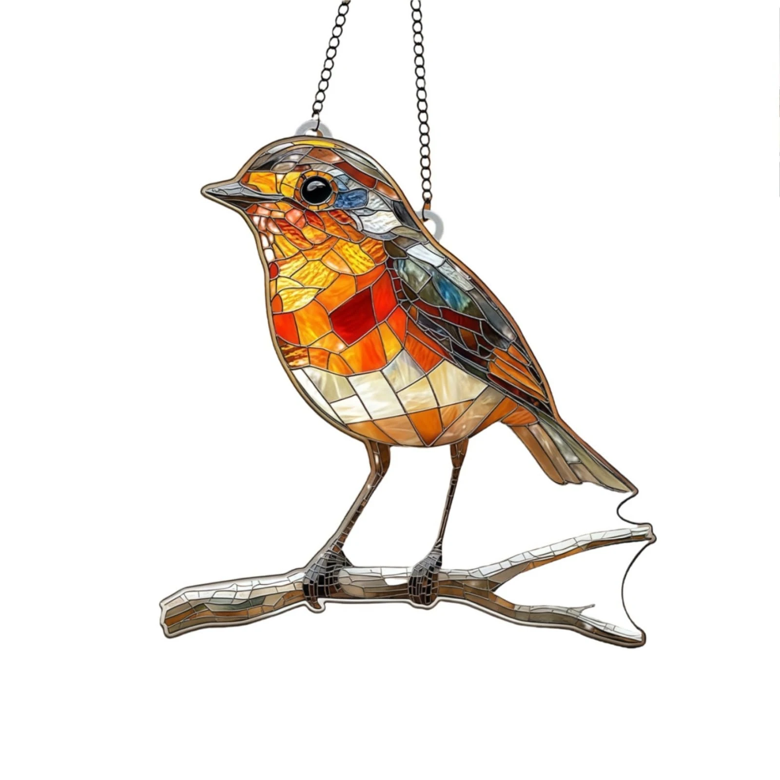 Acrylic Hanging Garden Suncatcher Robin On Branch,Garden Hanging Ornaments,Suncatchers for Windows,Robin Gifts,Sun Catchers for Garden,Robin Ornaments for Garden,Garden Hanging Ornaments Outdoor(8cm)