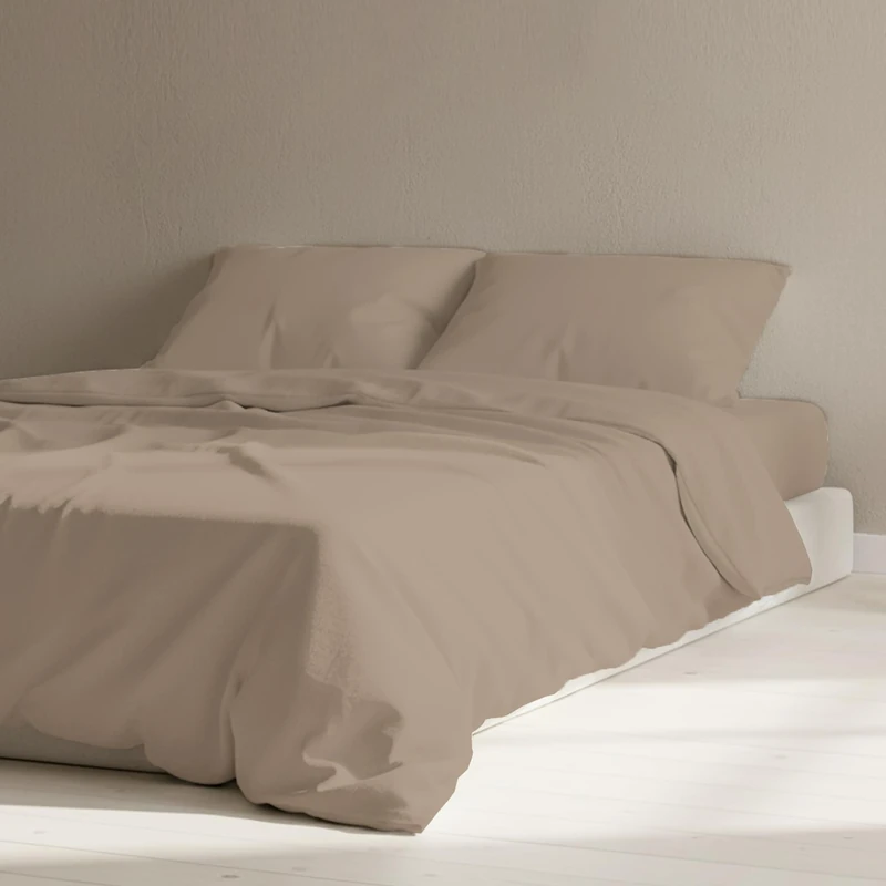 Certified Egyptian Cotton Rich Split King Size Duvet Cover - Hotel Quality Crisp Percale Duvet Covers, Skin Friendly & Breathable - Hidden Button Closures for Snug Fit & Zero Bunching - Taupe