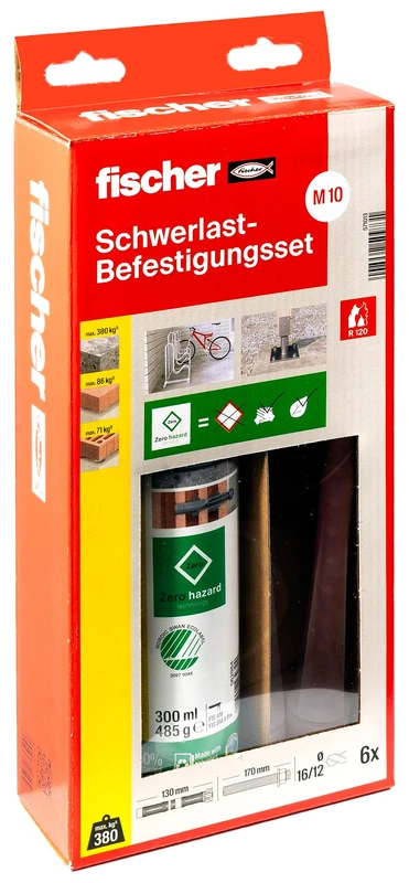 fischer Heavy Duty Fixing Kit with Anchor Rod M10 R and FIS V Zero 300 T, Environmentally Friendly Universal Mortar for Concrete, Masonry and Subsequent Reinforcement Connections, Weatherproof, 300 ml