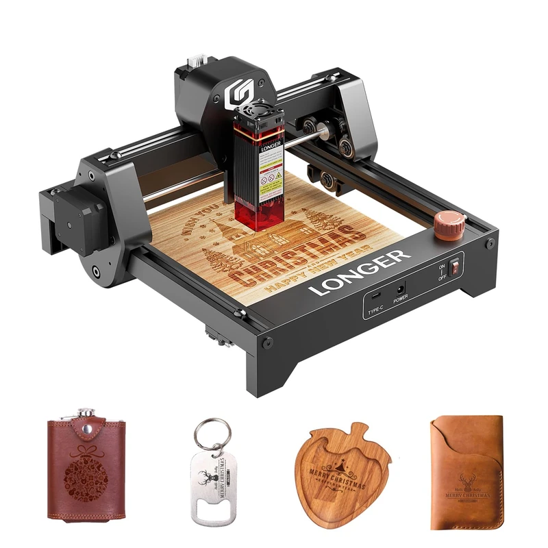 Longer RAY5 MINI Laser Engraving Machine, High Speed Cutting Machine 12000 mm/min, for Engraving Surface 130 x 140 mm, Wi-Fi, Safety with Emergency Stop (2.5W), Laser Engraving Machine