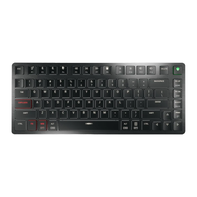 CHERRY KW X ULP 2.0 MINI, Ultra Slim Mechanical Compact Keyboard, US Layout (QWERTY), For Windows & Mac, Multi-Device Function For Up To 4 Devices, Black