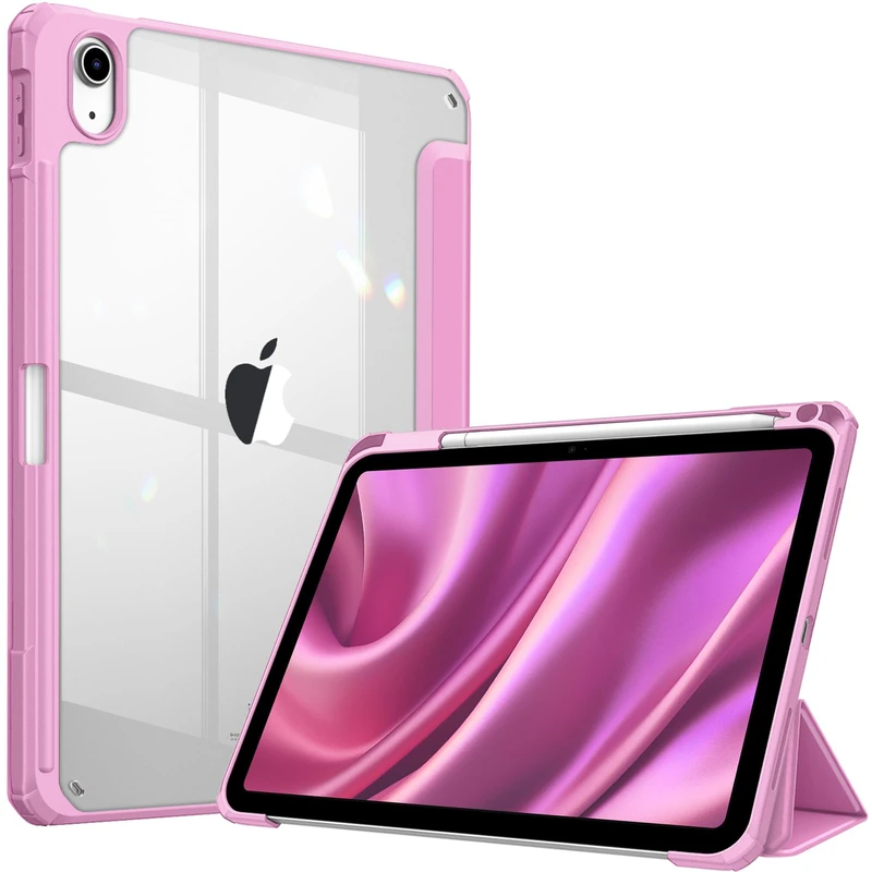 FINTIE Hybrid Case for iPad (A16) 11th Gen 11-inch (2025) & iPad 10th Gen 10.9-inch (2022) - Shockproof Clear Acrylic Back with TPU Frame, Built-in Pencil Holder, Auto Wake/Sleep, Lilac Pink