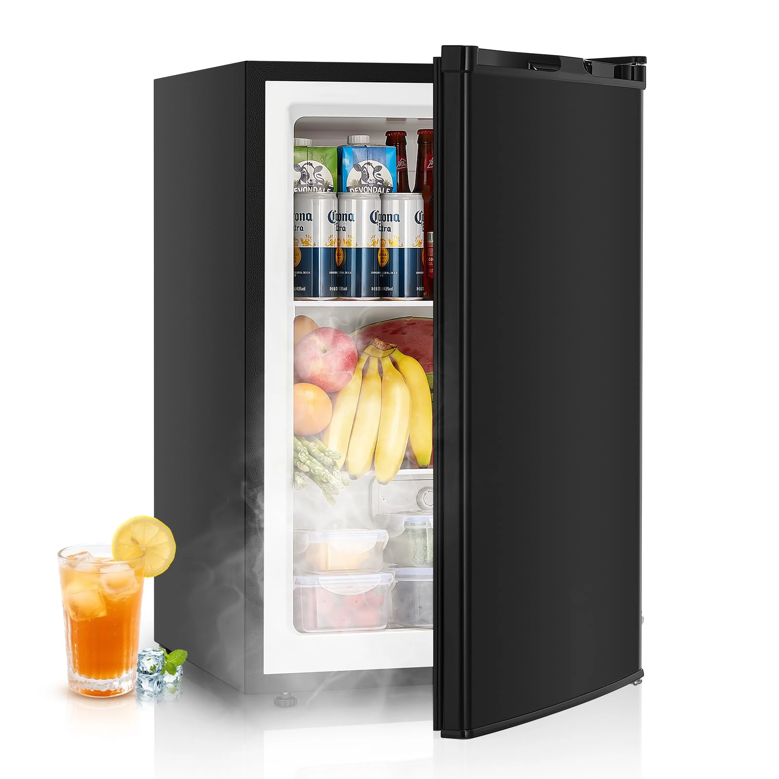 FOHERE Upright Freezer, 85L, 3-Tier Shelves, -22℃ to 10℃ Thermostat, Silent 45dB, Compact for Kitchen/Dorm/Office (80.5x53x53cm) 2 Years Warranty, Black