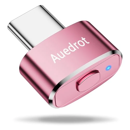 AUEDROT Mouse Jiggler USB-C Undetectable Mouse Jiggler Type C Mover with Switch Button, Automatic Wiggler with 2 Jiggle Modes, Plug & Play, Keep Computer/Laptop Awake, Pink