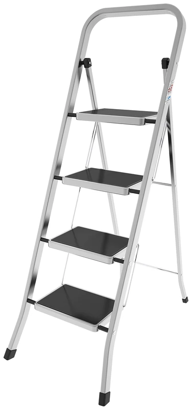 Colombo Aluminium Stool, Silver, 4 gradini