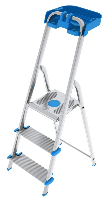 COLOMBO Aluminium Folding Ladder 3/4/5/6/7/8 Steps - Robust Structure with Non-Slip Platform, Extra Large Steps 12 cm and Tool Tray - EN131 TÜV-GS Compliant - Made in Italy