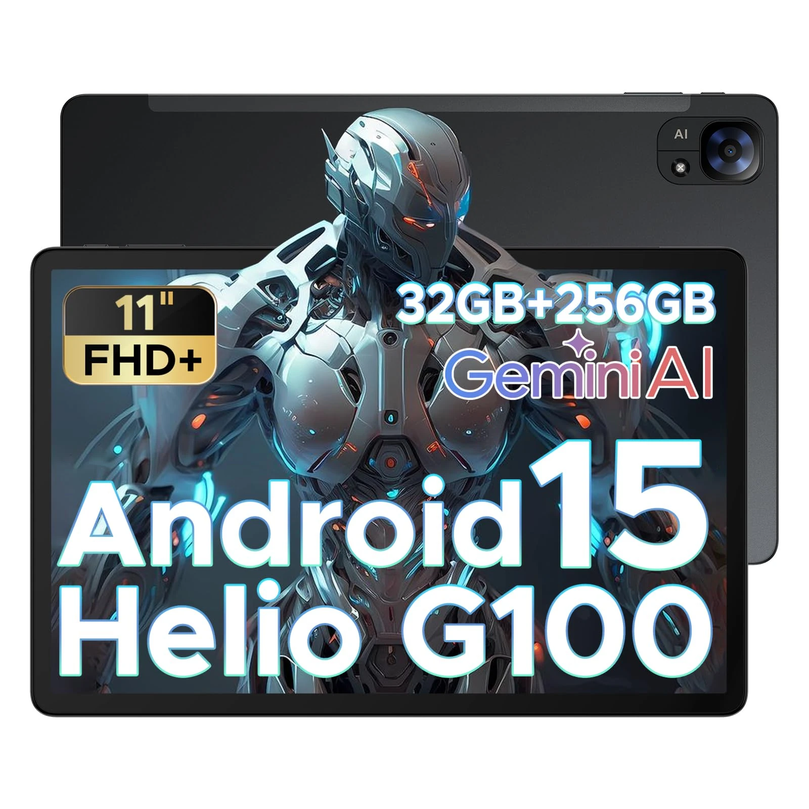 DOOGEE Tab E3 Android 15 AI Tablet 2025, 32GB+256GB/2TB, 11 Inch FHD+& 90 Hz, Helio G100 Gemini AI Gaming Tablet, 8800mAh Big Battery, 7.5mm Metal Body, Dual SIM Slot, 5G WIFI|GPS|BT5.2|Face ID,Black