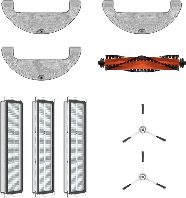 DREAME Original Replacement Accessory Kit for Dreame D20 Plus Robot Vacuum Cleaner and Floor Cleaner, Contains x1 HyperStream DuoBrush, x2 Side Brushes, x3 Dust Filters, x2 Dust Bags, x3 Mop Cloths
