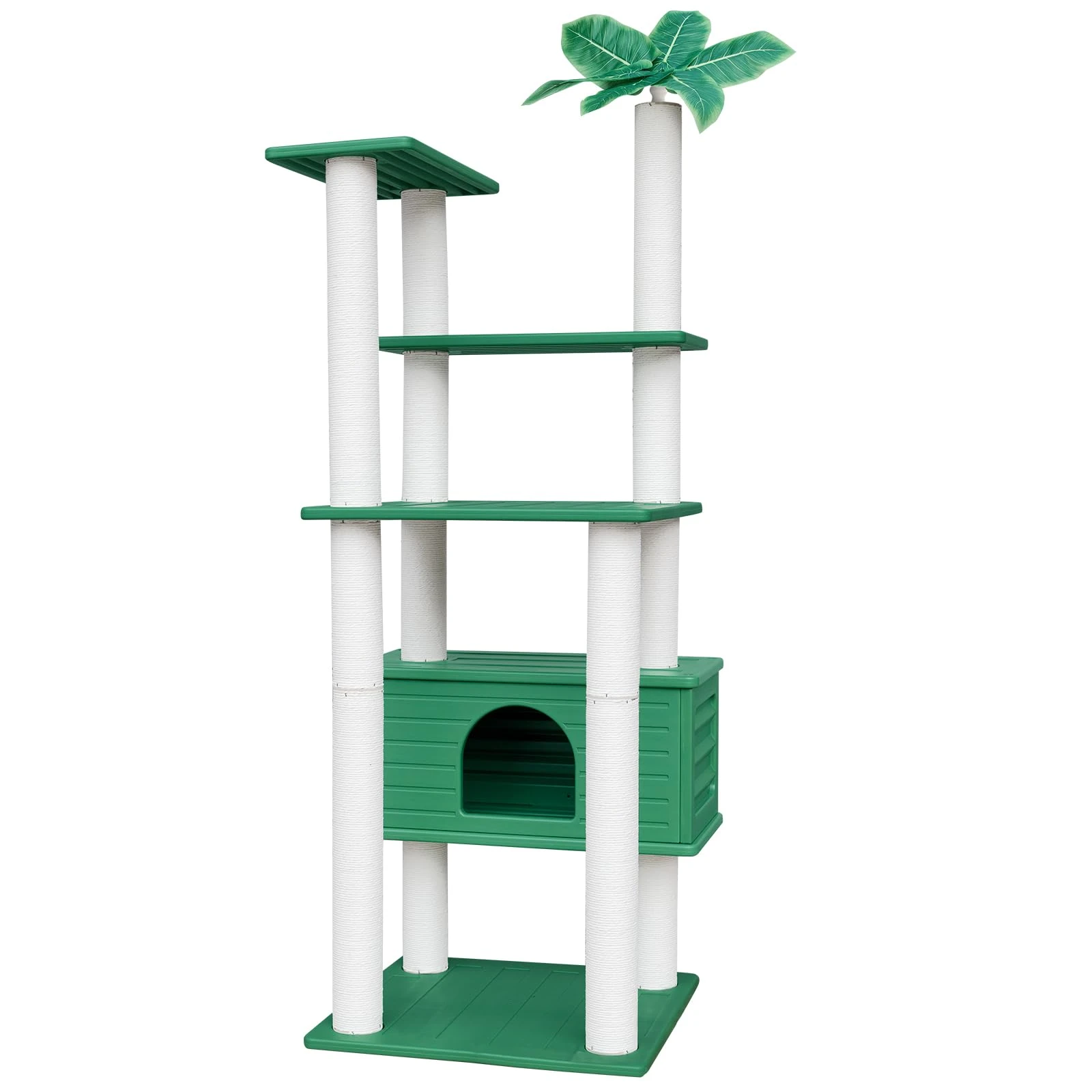 MAOHEGOU 66.5 Inches Tall Outdoor Weatherproof Cat Tower, Multi-Level Cat Tree, Large Cat Condo with PVC Board and Cat Scratching Posts, for Outside and Indoor Cat Houses