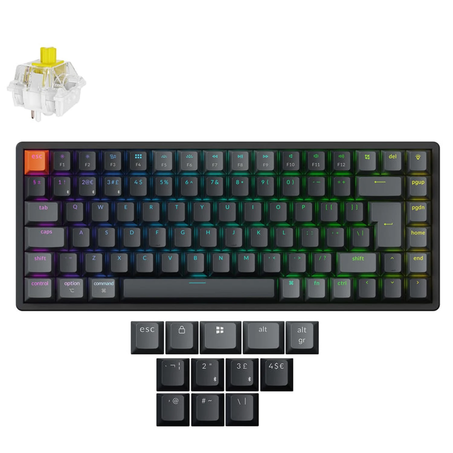 Keychron K2 QMK Custom Mechanical Keyboard Version 3, Programmable Wireless Wired RGB Keyboard with Hot-Swappable Super Banana Switch, Aluminum Frames for Mac/Windows/Linux, UK ISO Layout