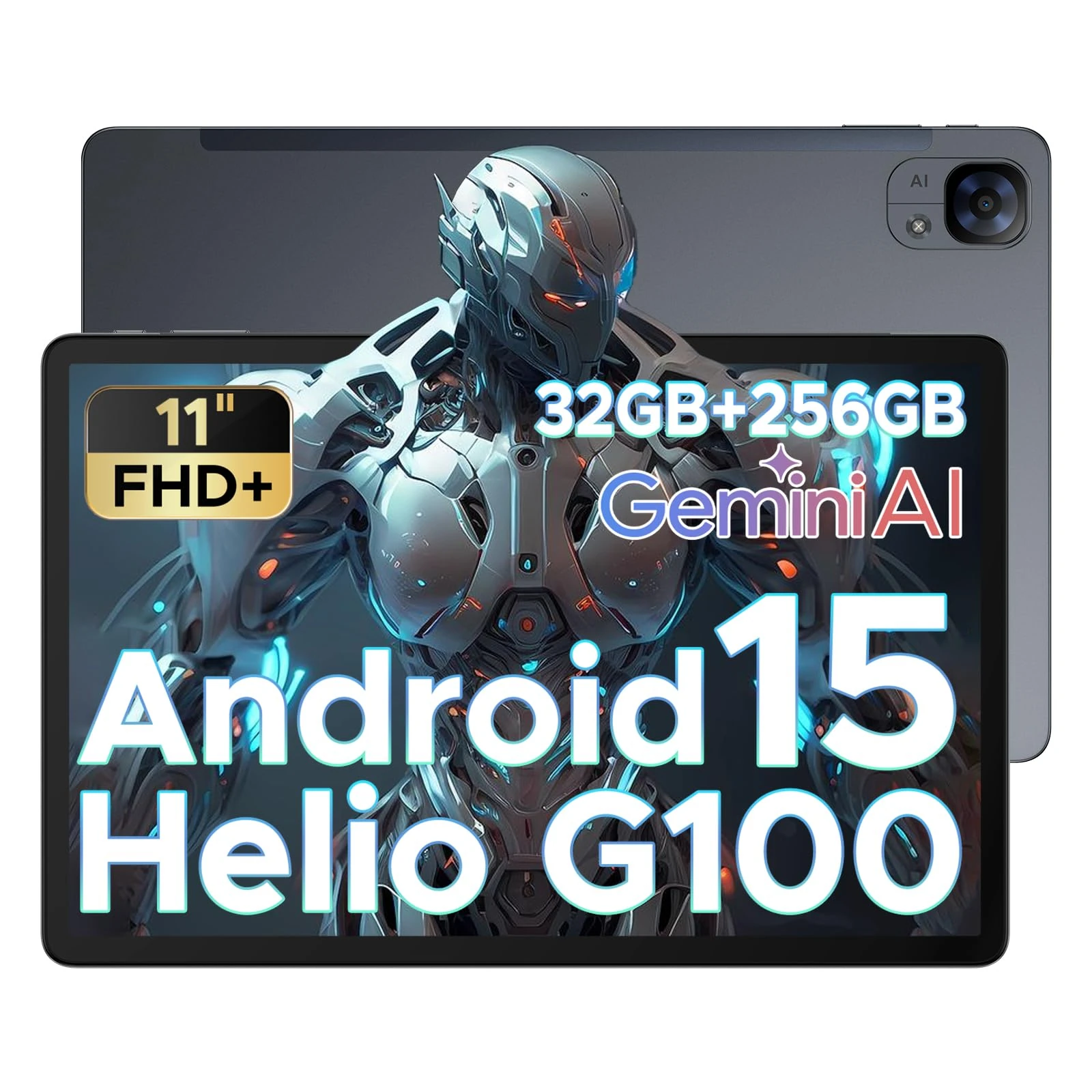 DOOGEE Tab E3 Android 15 AI Tablet 2025, 32GB+256GB/2TB, 11 Inch FHD+& 90 Hz, Helio G100 Gemini AI Gaming Tablet, 8800mAh Big Battery, 7.5mm Metal Body, Dual SIM Slots, 5G WIFI|GPS|BT5.2|Face ID 2025