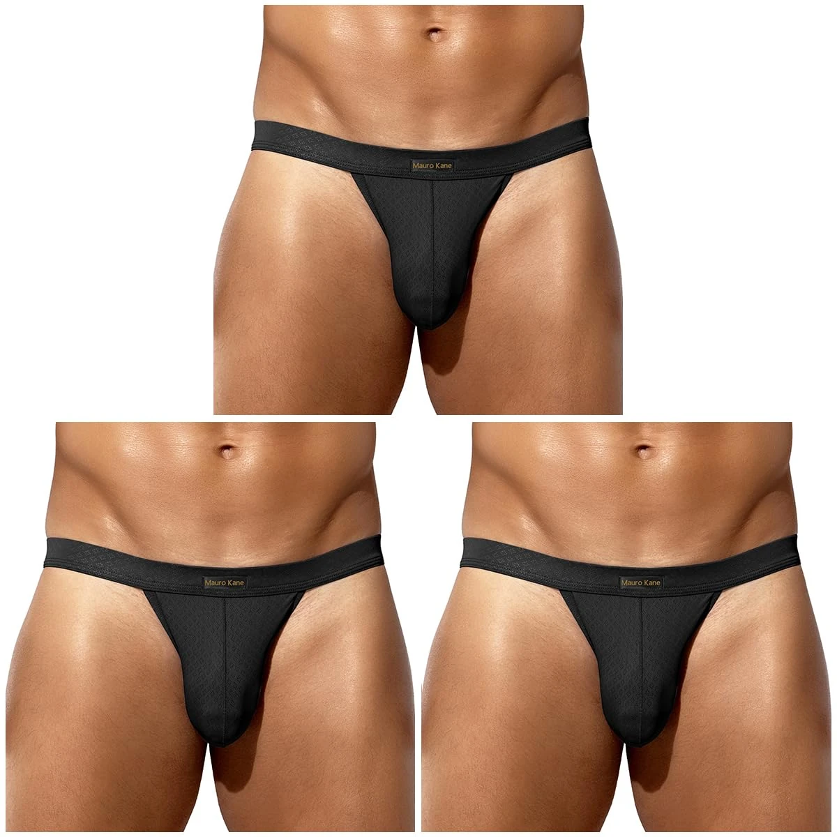 Mauro Kane Men's Underwear Briefs Soft Breathable Mens Briefs Sexy Low Rise Mens Underpants Pack of 3,(Black*3)-XXL