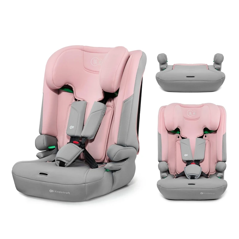 Kinderkraft I-Comfy, Car seat, for Kids, Regulations (76-150cm), Adjustible backcrest, 5-Point Safety Harness, Easy Grow System, for Child, Easy Installation, Pink