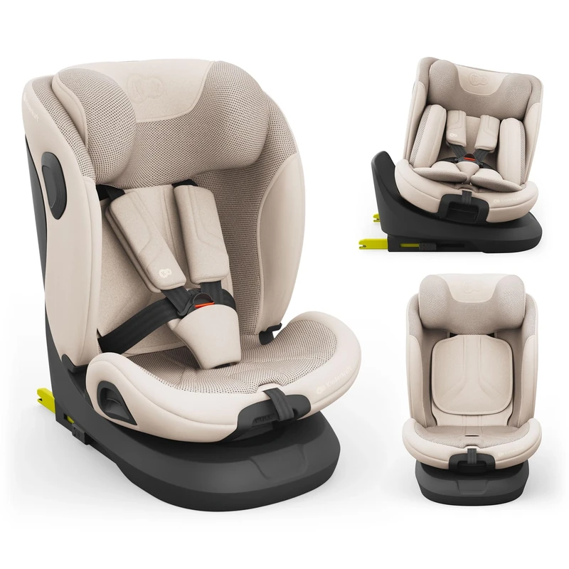 Kinderkraft I-Grow 2 PRO Child Car Seat, I-Size 40-150 cm, 360 Degree Rotation, Isofix, Base Station, RWF and FWF, Special Safety Systems, Easy to Clean, from Birth Group 0/1/2/3 0-36 kg, Beige