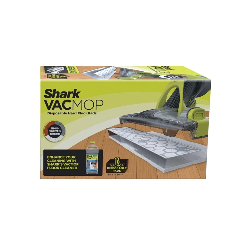 Shark Disposable Hard Floor Vacuum and Mop Pad VACMOP Refill 16 Pack, White 1304HK200UK