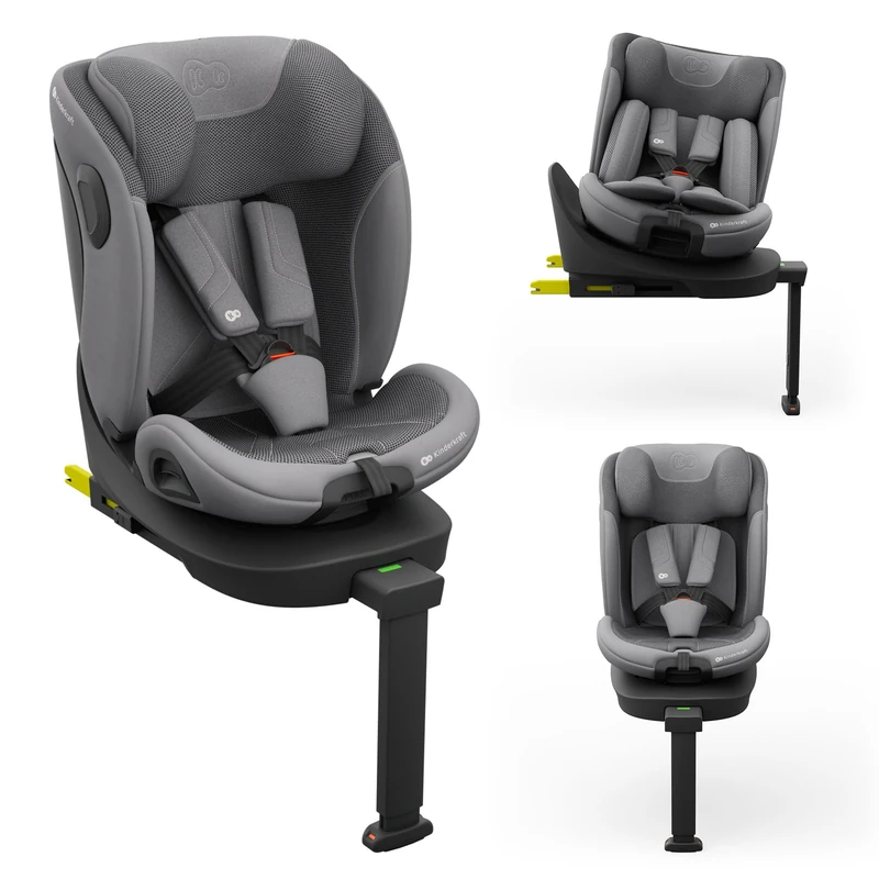 Kinderkraft I-360 2 PRO Car Seat, I-Size 40-150 cm, Isofix, Baby Seat, for Children, Adjustable, Sillade, RWF, FWF, 360º, Group 0+/1/2/3, 0-36 kg, Gray