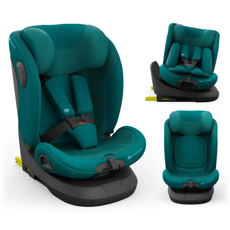 Kinderkraft I-Grow 2 PRO Child Car Seat, I-Size 40-150 cm, 360 Degree Rotation, Isofix, Base Station, RWF and FWF, Special Safety Systems, Easy to Clean, from Birth Group 0/1/2/3 0-36 kg, Green