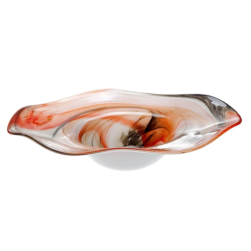 Glass Art Bowl Smoky – Glass – Orange, Black, White – Food Safe – Diameter 41 cm – Decorative Bowl
