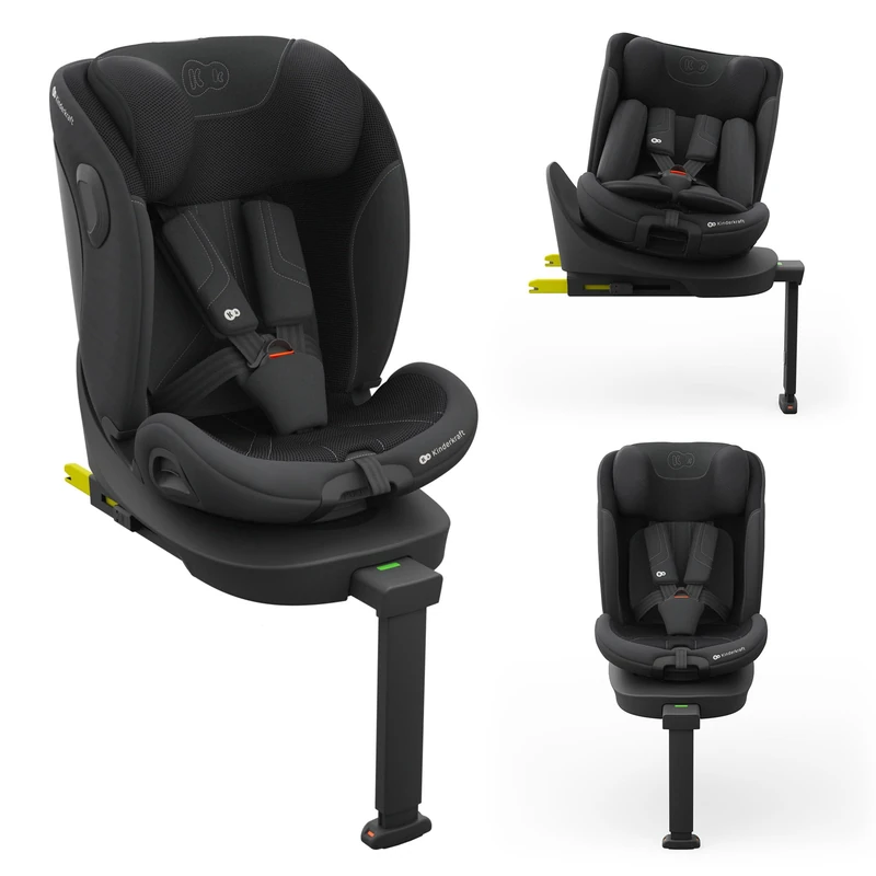Kinderkraft I-360 2 PRO Car Seat, I-Size 40-150 cm, Isofix, Baby Seat, for Children, Adjustable, Sillade, RWF, FWF, 360º, Group 0+/1/2/3, 0-36 kg, Black