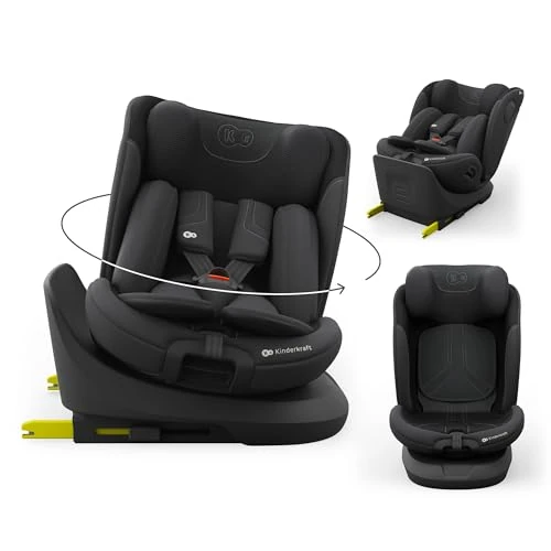 Kinderkraft I-Grow 2 PRO Child Car Seat, I-Size 40-150 cm, 360 Degree Rotation, Isofix, Base Station, RWF and FWF, Special Safety Systems, Easy to Clean, from Birth Group 0/1/2/3 0-36 kg, Black