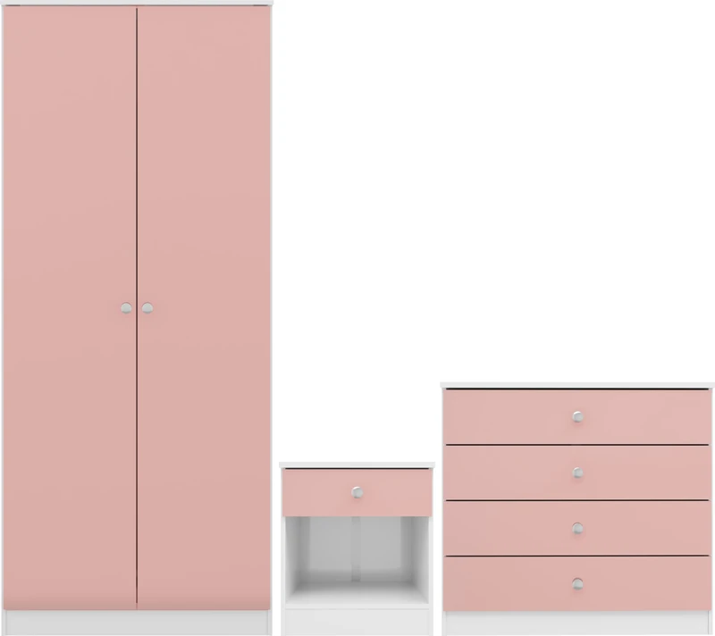 Seconique Denver Trio Set in White/Pink Gloss