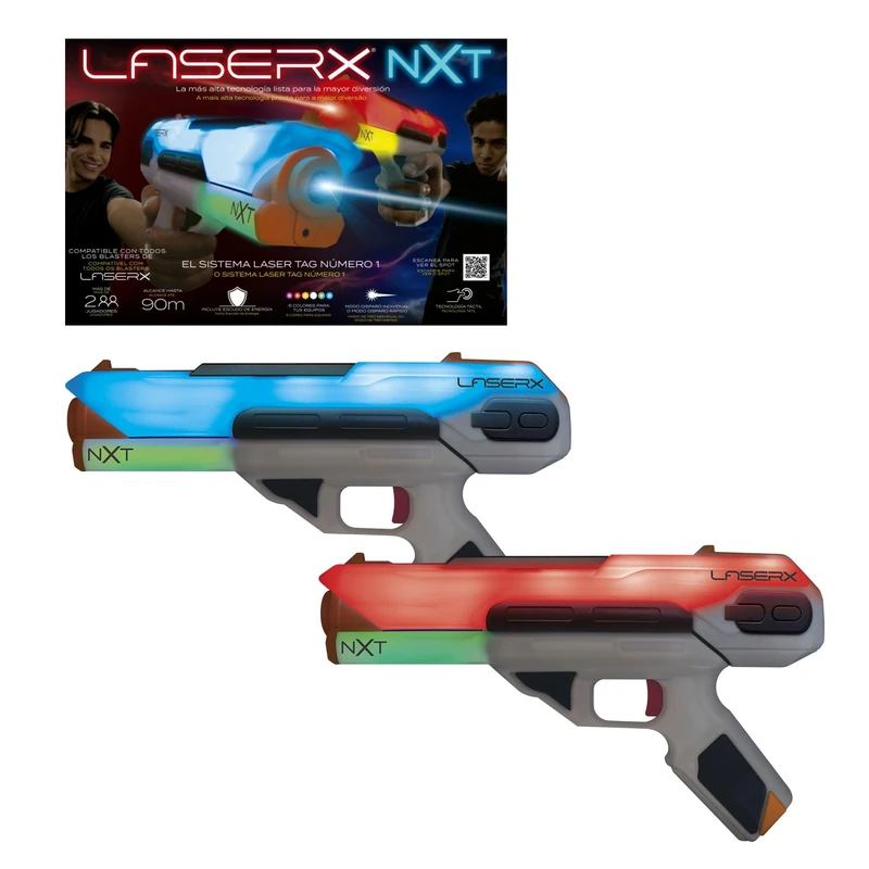 Laser X Next Level Double Pack, Laser Battle Game with 2 Interactive Guns, Customizable Shooting Modes, Energy Shield, +6 Years, Bizak (62947728)