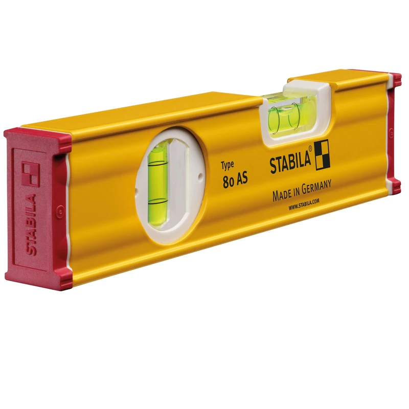 STABILA Spirit Level Set - Prime Set 80 ASM - 3-piece Magnetic Spirit Level Set: 100 cm / 60 cm / 30 cm, Integrated Slip Stopper with Horizontal & Vertical Bubble, Made in Germany