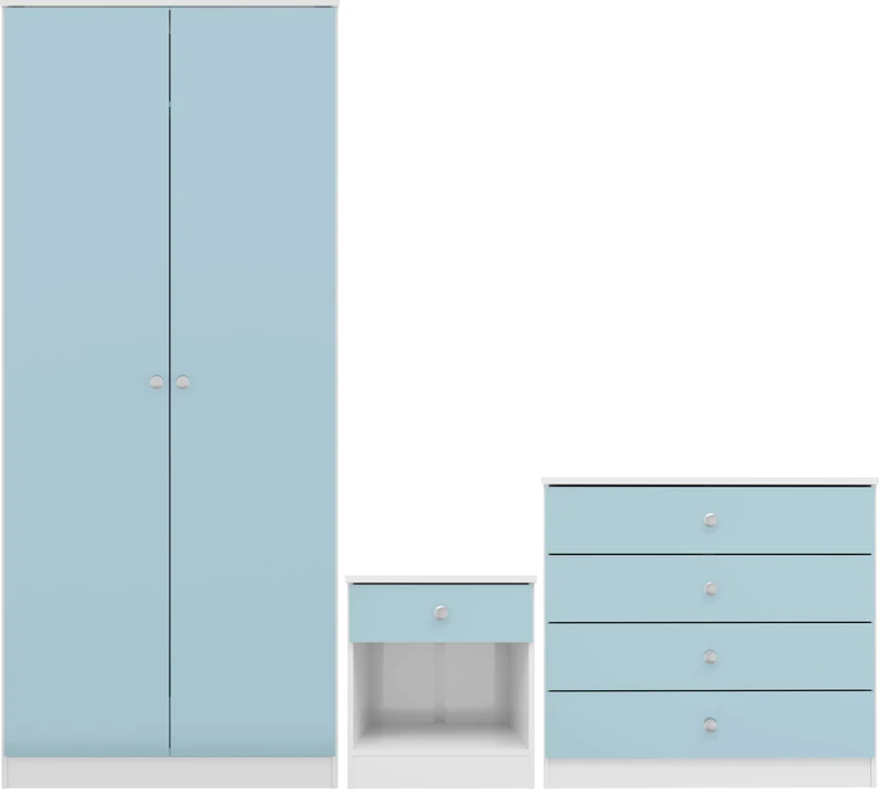 Seconique Denver Trio Set in White/Blue Gloss