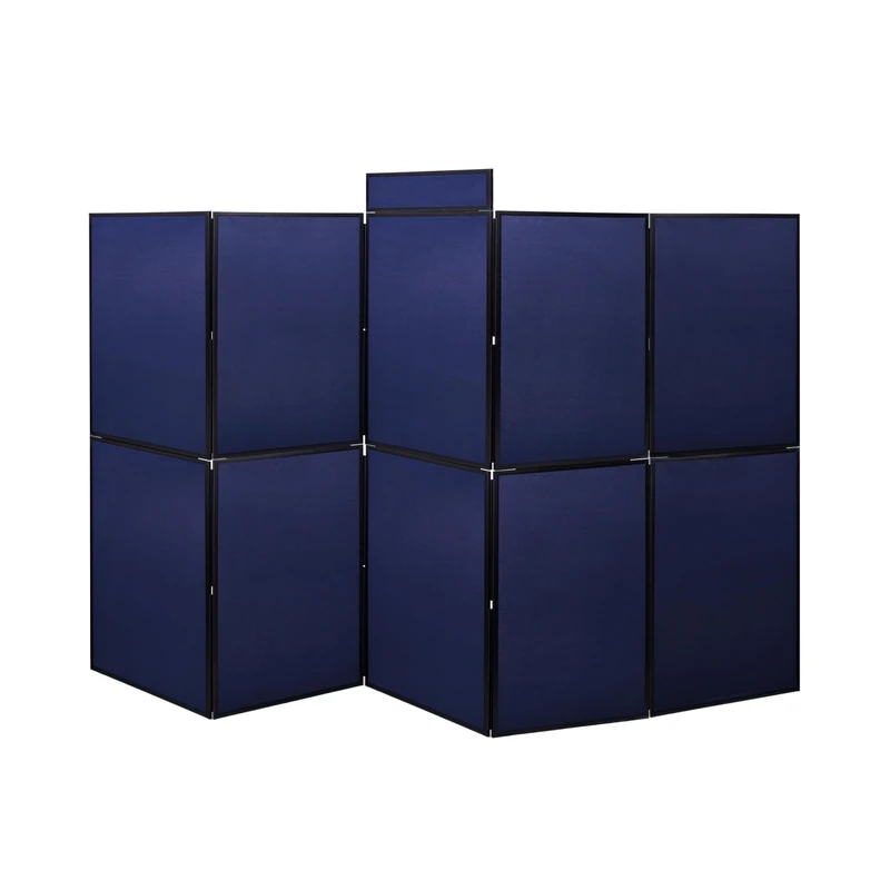 Bi-Office Floor Standing 10 Panel Display Board Blue Loop Nylon with Header, 3000x1800 mm