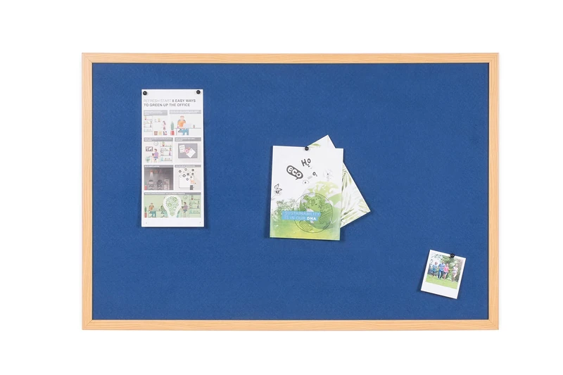 Bi-Office Earth Executive Felt Notice Board, Blue Felt Surface, MDF Frame with Oak Finish, 2400 x 1200mm