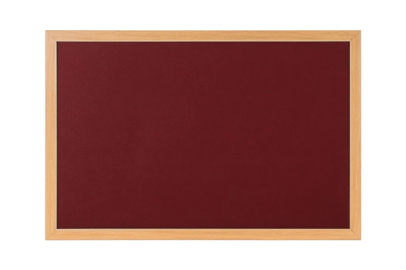 Bi-Office Earth Prime Felt Notice Board, Burgundy Felt Surface, MDF Frame with Oak Finish, 1200 x 900 mm