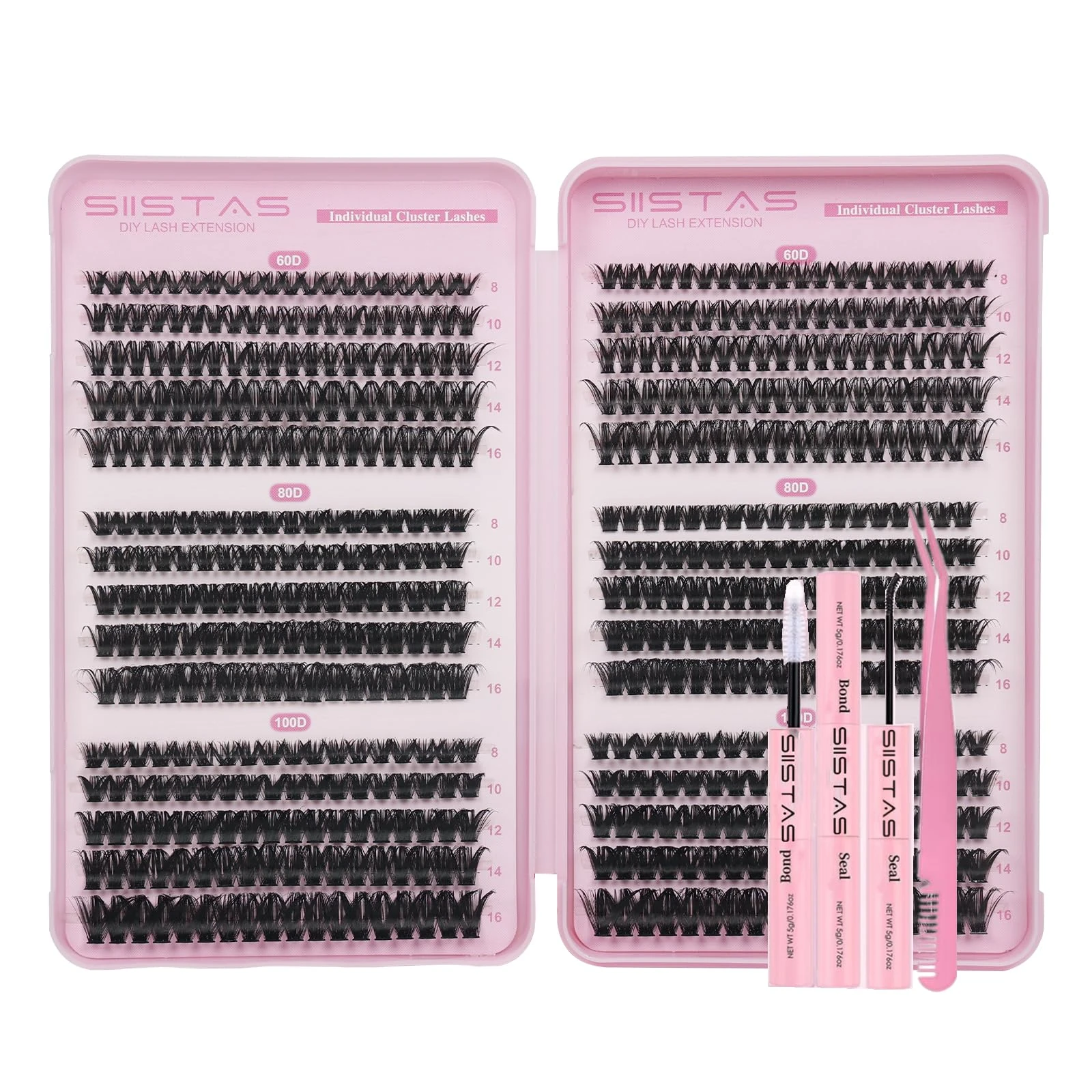 Fluffy Individual Eyelashes Kit 546Pcs Clusters Lashes 60D+80D+100D D Curl Thick Lash CLusters with Lash Bond and Seal Tweezers DIY Lash At Home Look Like Eyelash Extensions(60+80+100kit)