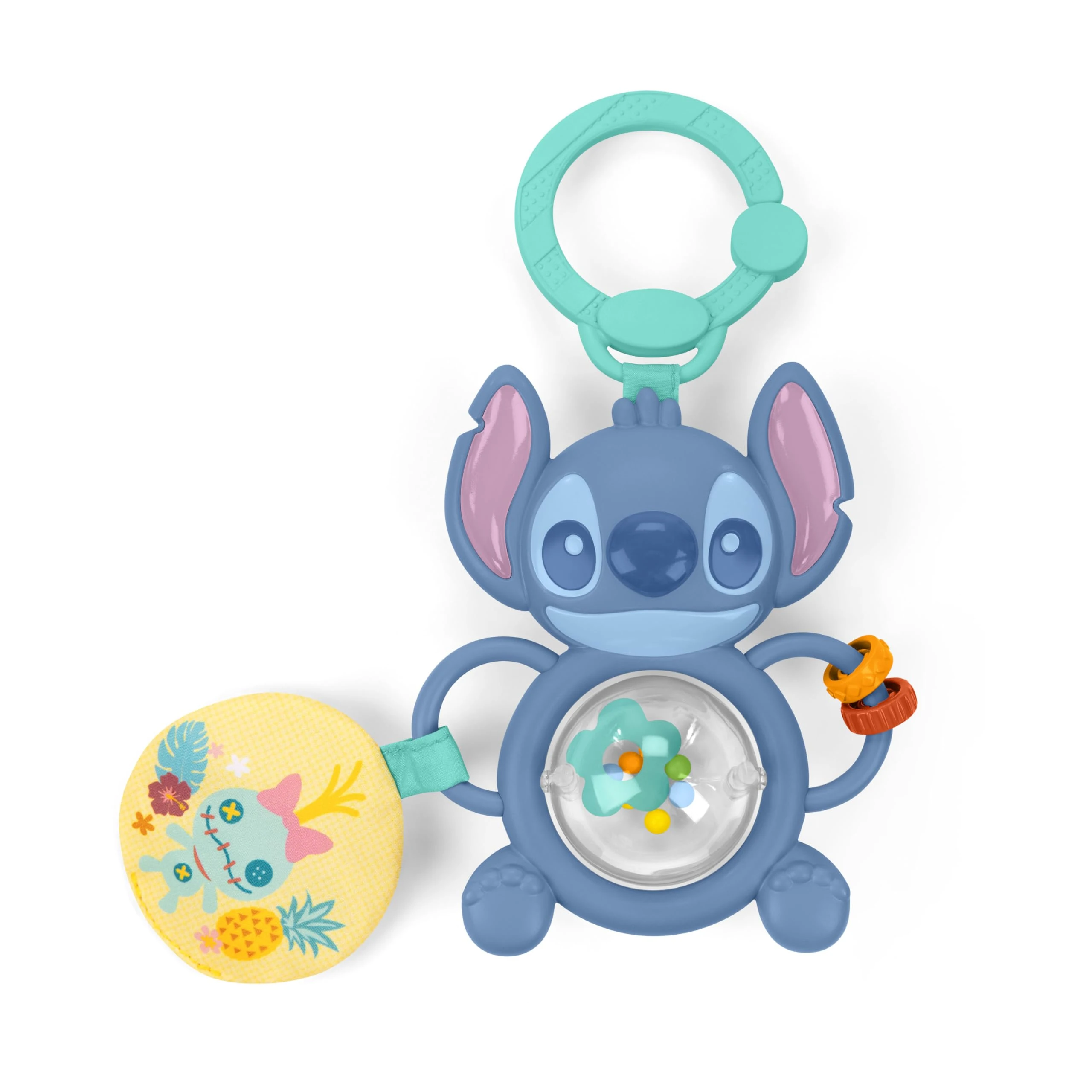 Bright Starts Disney Baby Stitch Tummy Tumble Activity Toy, Unisex Spinning Toy with Bead Chaser, Unisex, On The Go Travel or Stroller Toy for Newborns & Up