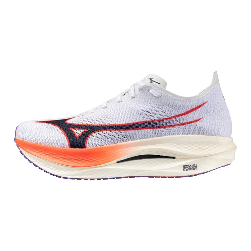 Mizuno Men's Wave Rebellion Flash 3 Running Shoe, White-Fiery Coral, 9.5